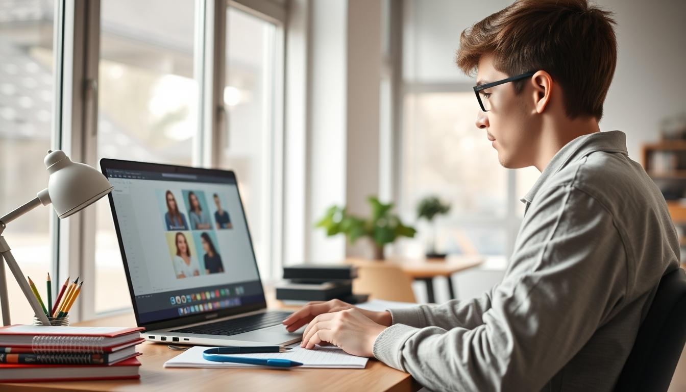 Student using a study guide to organize academic notes